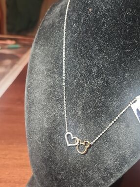 Disney Two-Tone Heart and Mickey Pendant Necklace - Silver and Gold